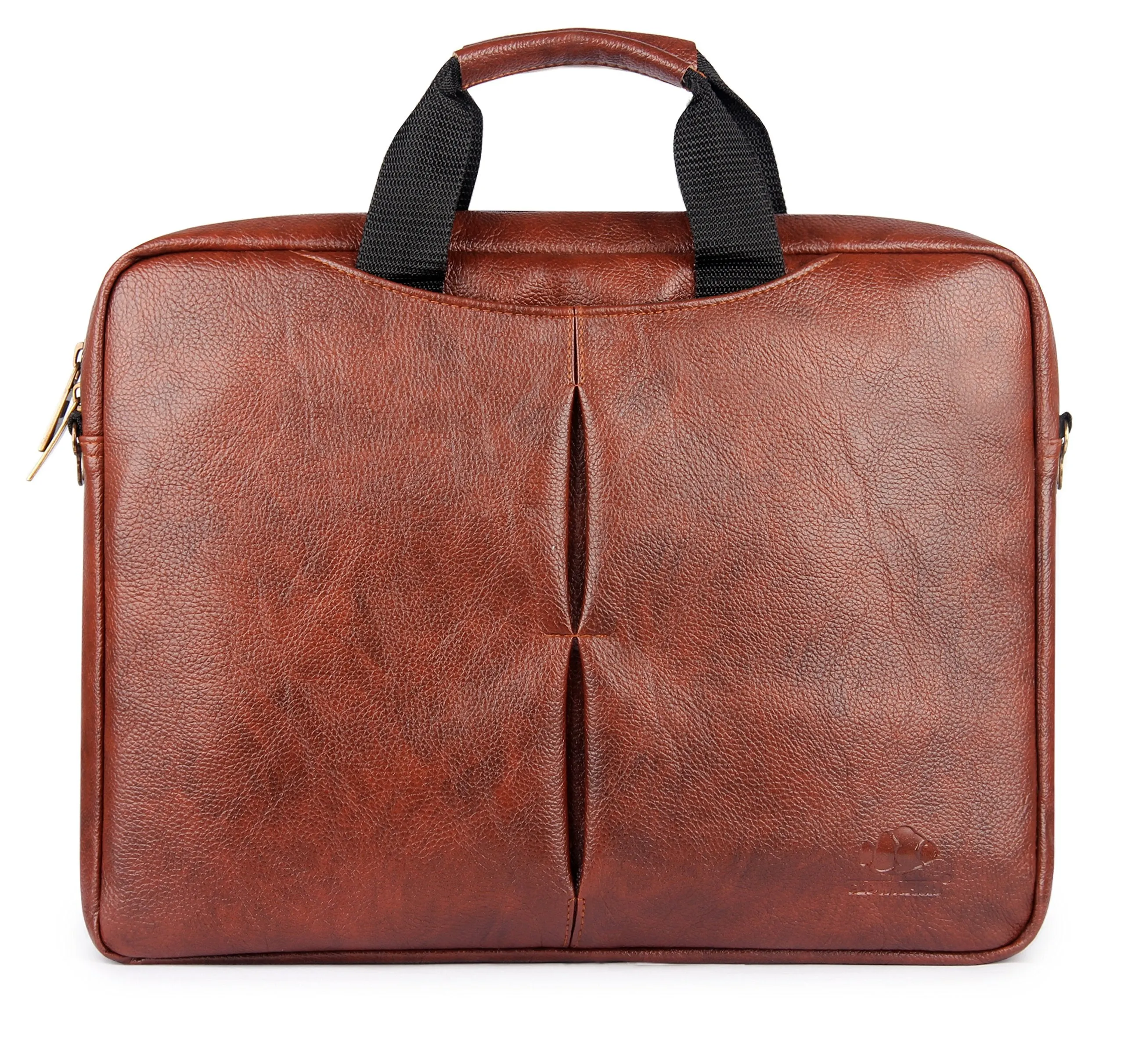 THE CLOWNFISH 15.6 inch Leatherette Tablet & Laptop Bag/Messenger Bag Briefcase - Macbook Pro, Macbook Air (Tan)