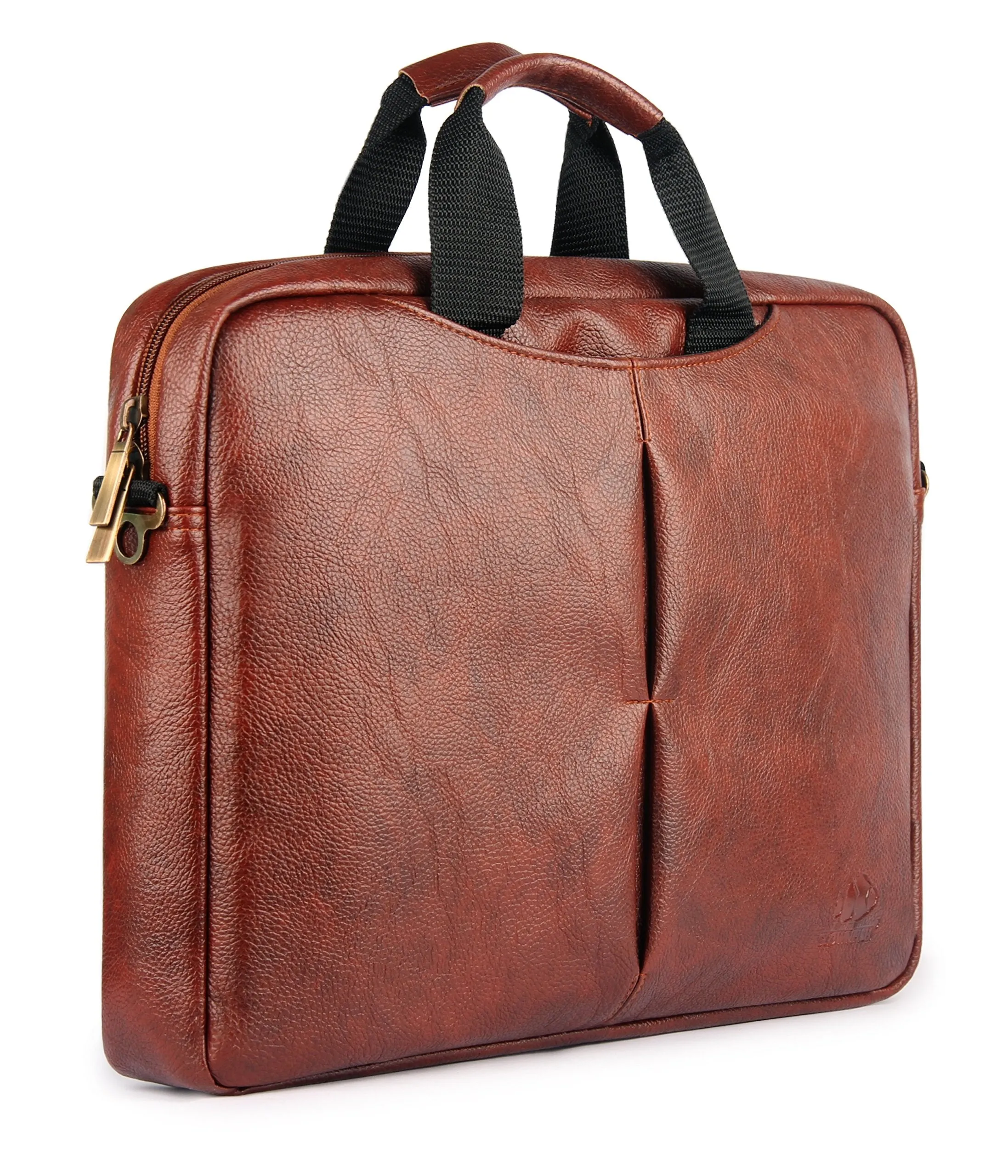 THE CLOWNFISH 15.6 inch Leatherette Tablet & Laptop Bag/Messenger Bag Briefcase - Macbook Pro, Macbook Air (Tan)