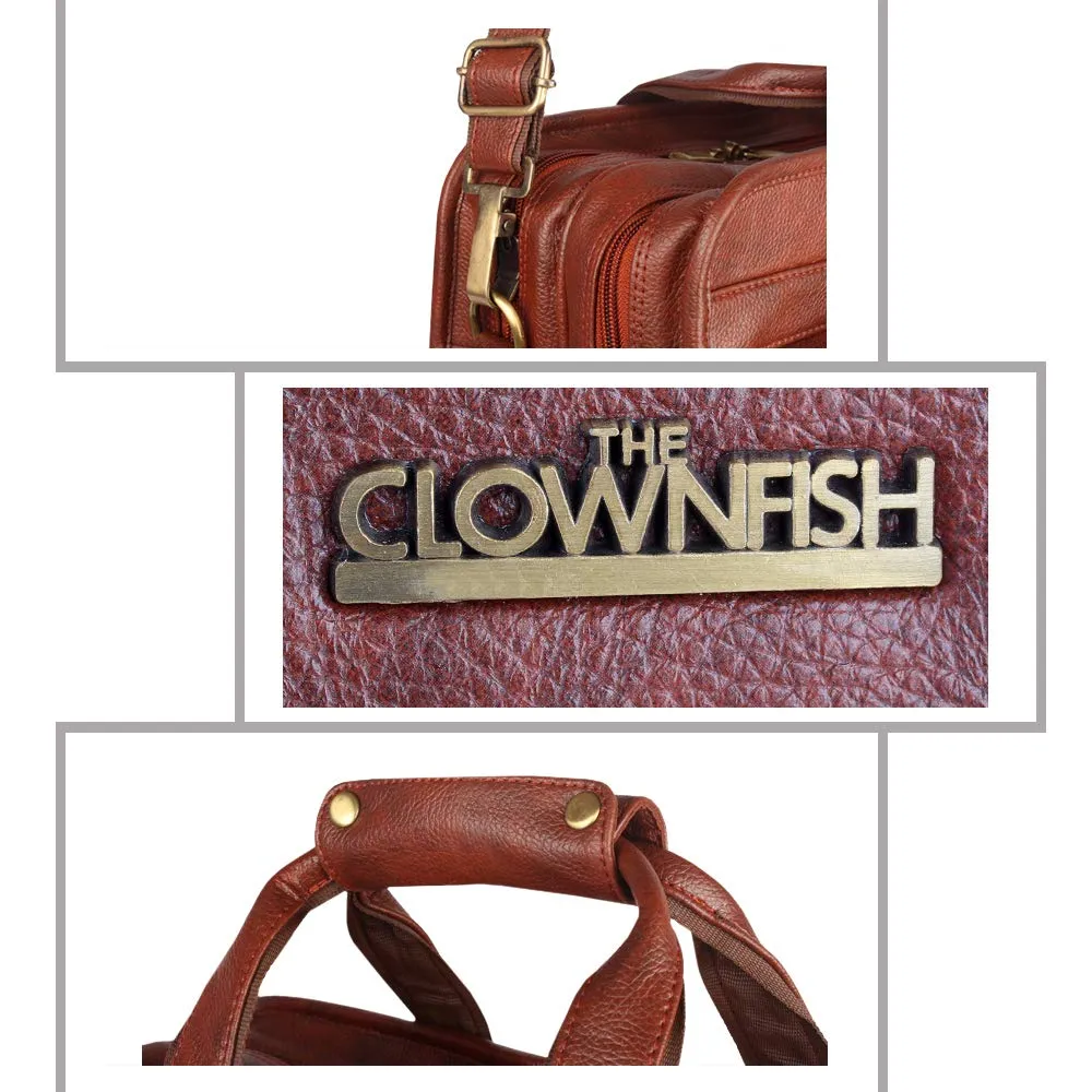 The Clownfish 26 Liters Vegan Leather Briefcase Laptop Bag for Laptops upto 15.6 inch (Tan)