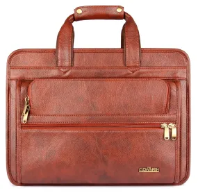 The Clownfish 26 Liters Vegan Leather Briefcase Laptop Bag for Laptops upto 15.6 inch (Tan)