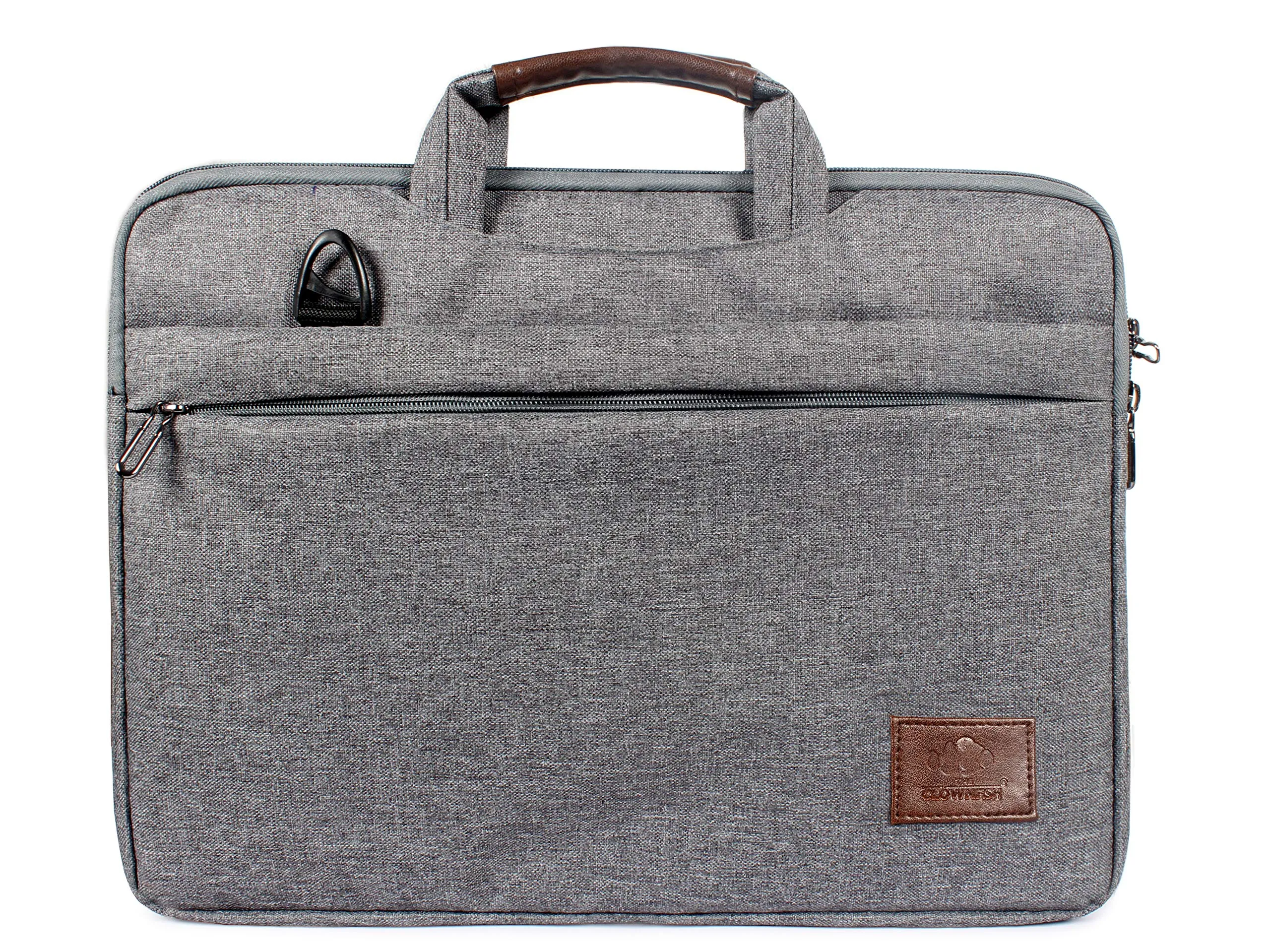 THE CLOWNFISH Ashton Unisex Polyester Slim 15.6 inch Laptop Bag Briefcase (Grey)