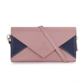 THE CLOWNFISH Asmi Collection Women Wallet Purse Sling Bag With Shoulder Belt (Peach)