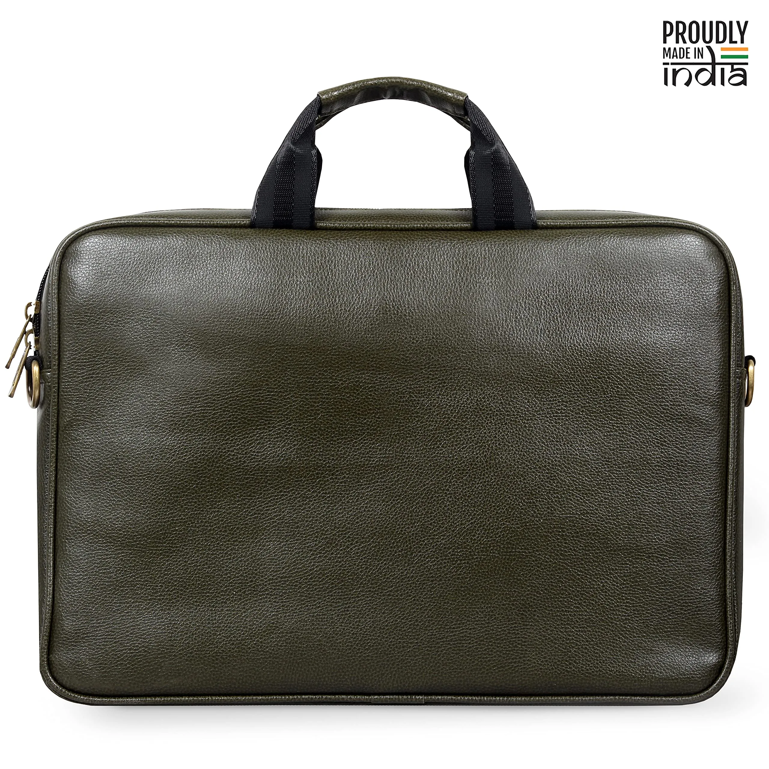 THE CLOWNFISH Biz Faux Leather 14 inch Laptop Messenger Bag Briefcase (Green)