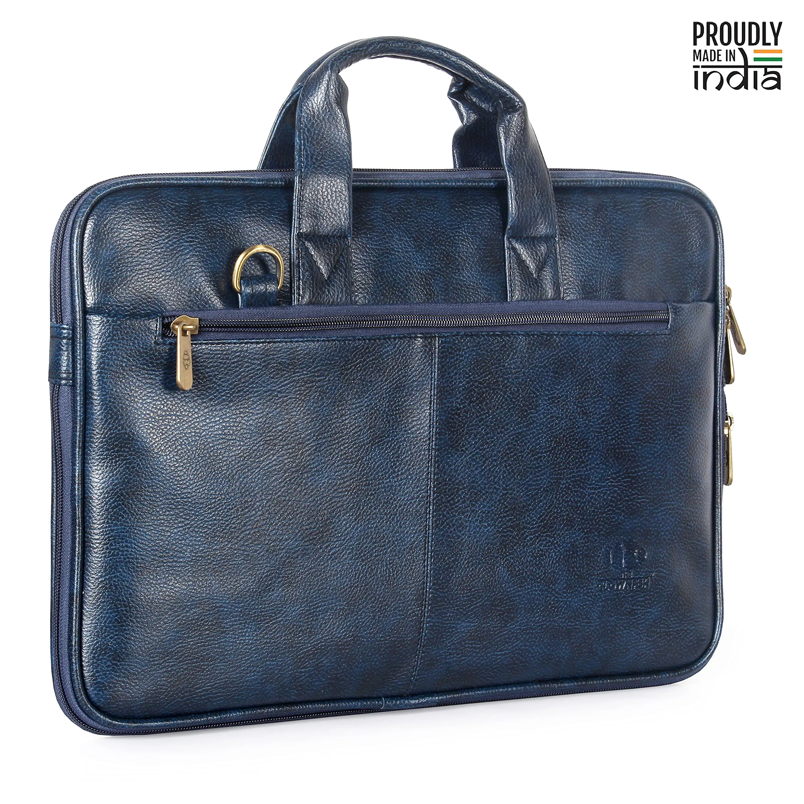 THE CLOWNFISH Cadmus Faux Leather Slim Expandable 12 inch Laptop Messenger Bag Laptop Briefcase (Blue)