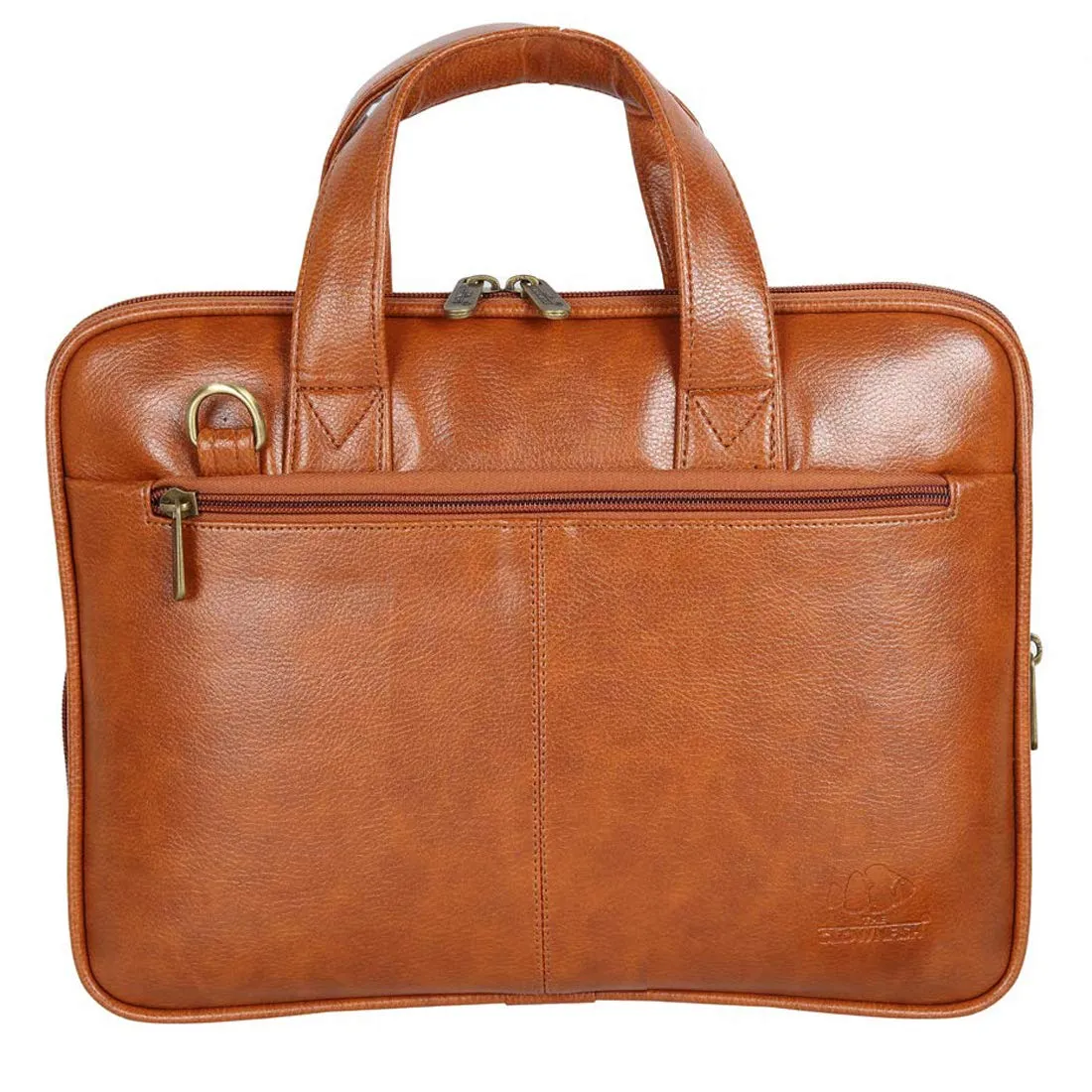 THE CLOWNFISH Cadmus Faux Leather Slim Expandable 12 inch Laptop Messenger Bag Laptop Briefcase (Tan)