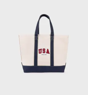 USA Tote Bag - Natural/Sports Red/ Navy