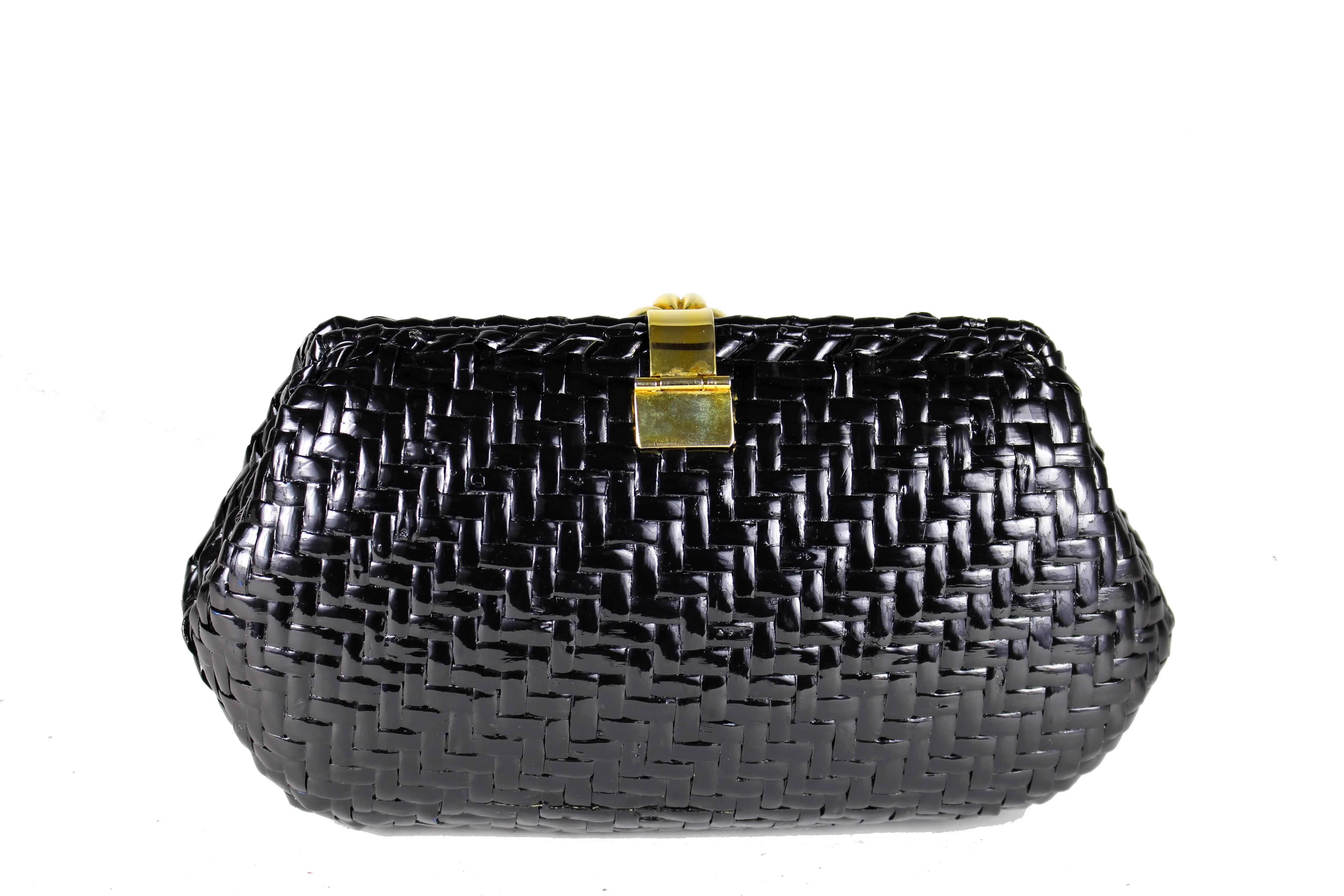 VANESSA black wicker clutch