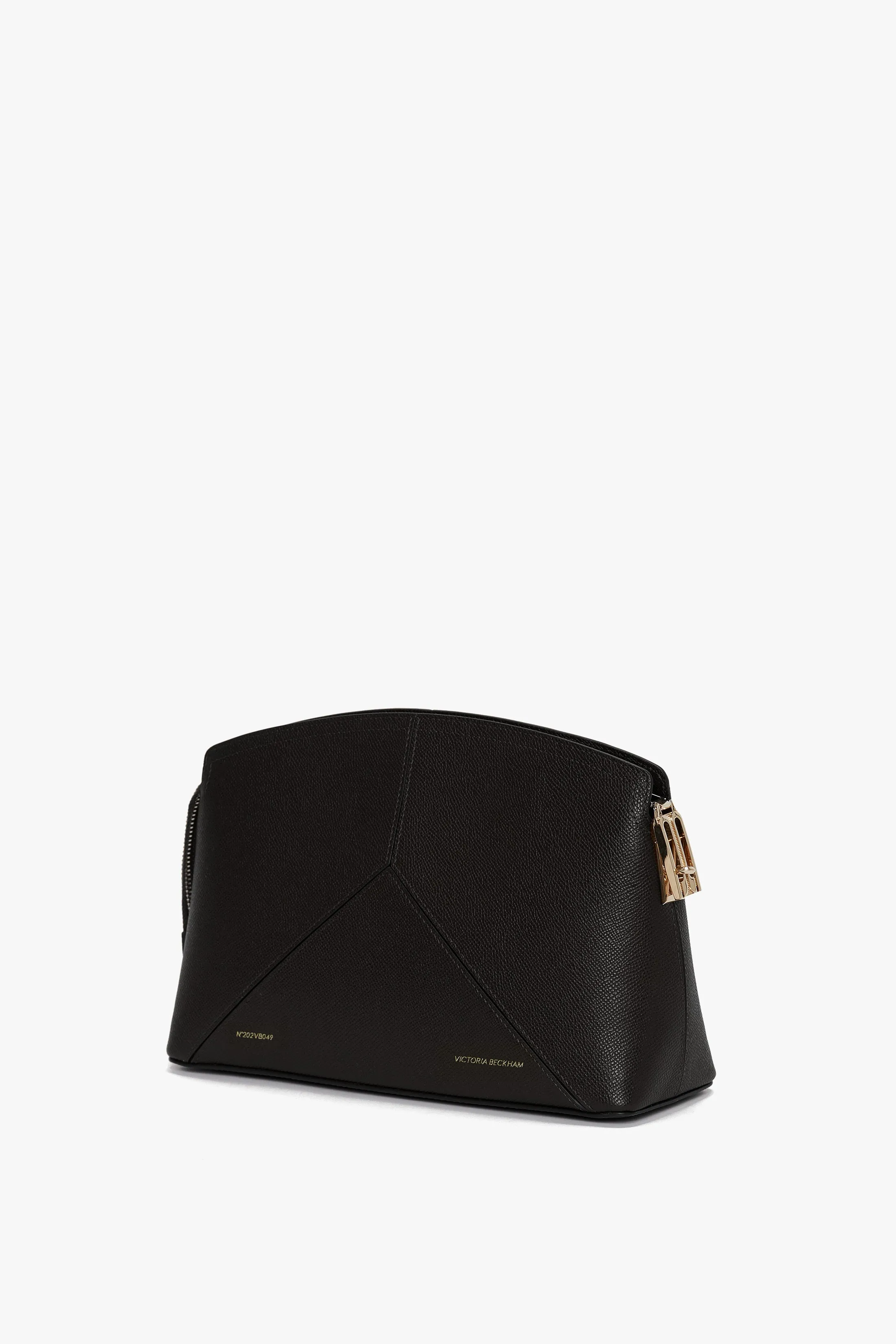 Victoria Elegant Clutch Bag in Premium Black Grained Leather