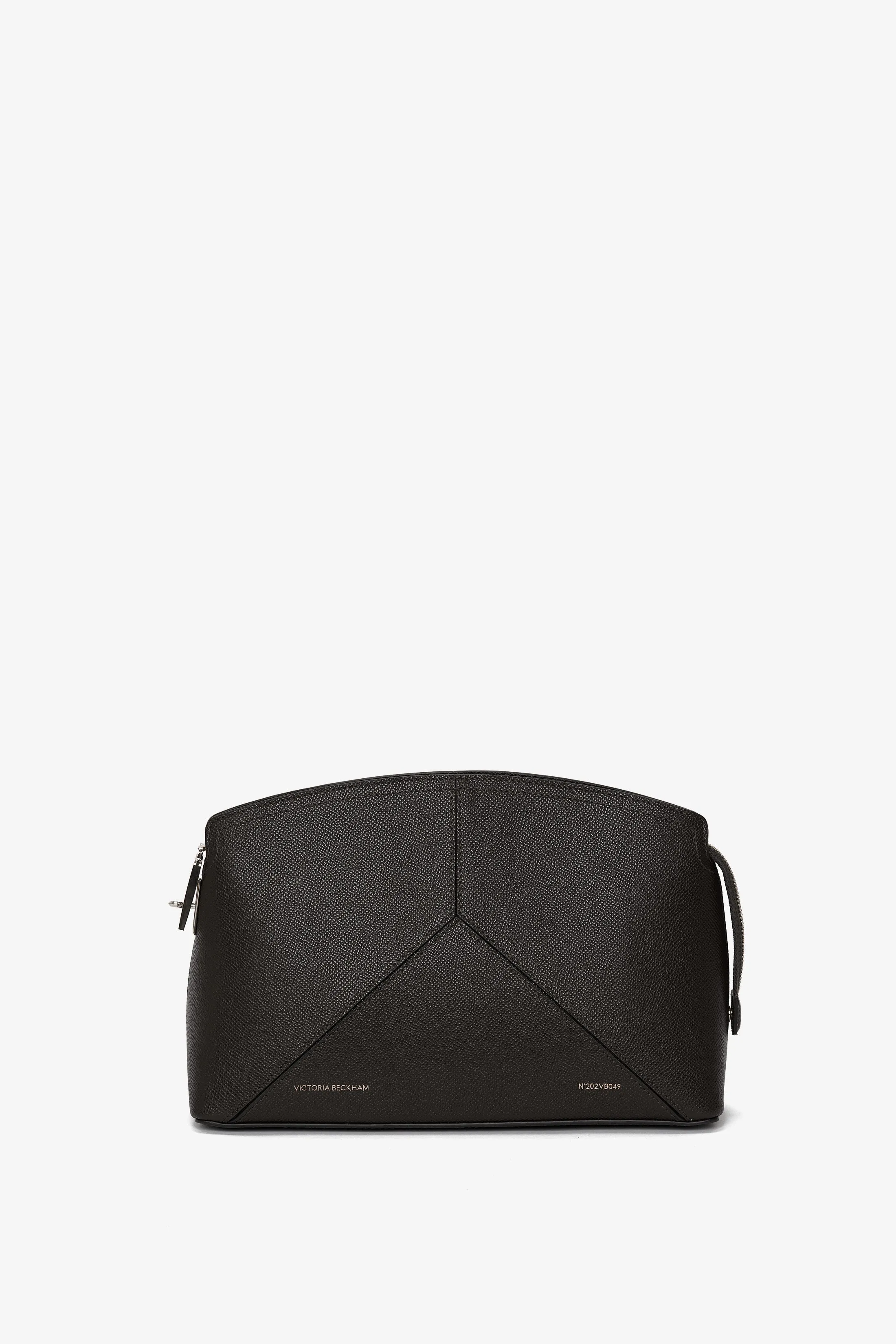 Victoria Elegant Clutch Bag in Premium Black Grained Leather