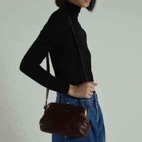 Vintage 1980s Bordeaux Leather Shoulder Bag