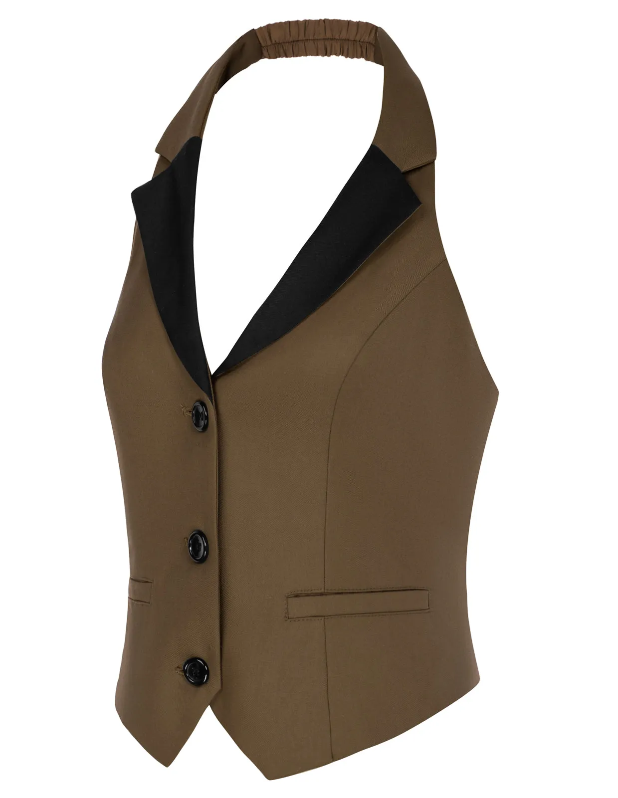 Waistcoat Vest Vintage Halter Lapel Button Down Suit Vest with Pockets