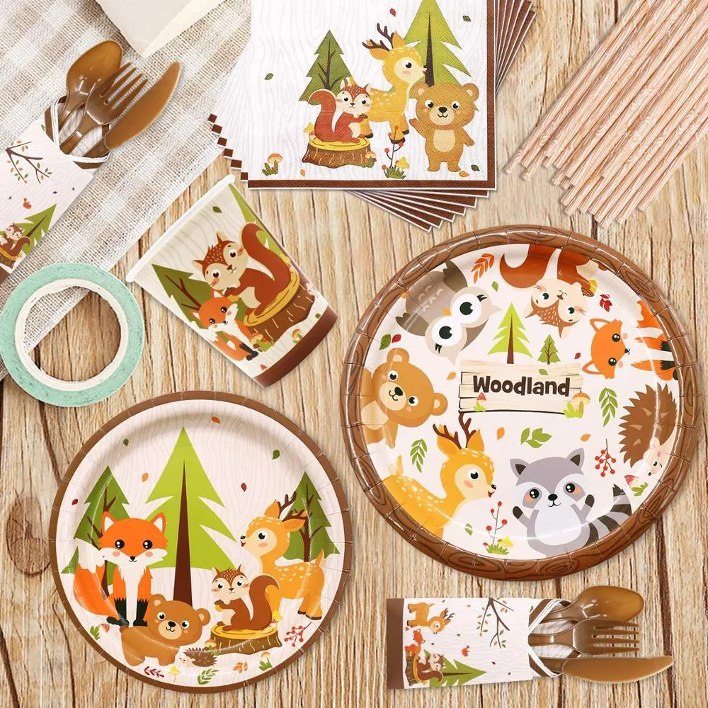 Woodland Theme Birthday Party Tableware Package